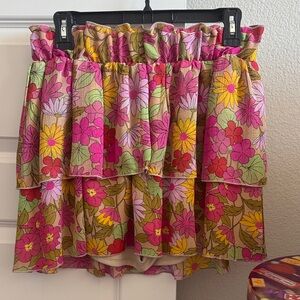 Show Me Your MuMu Floral Mini Skort - Pink, Yellow, Green